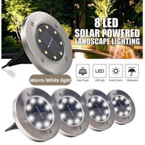 1PC Solar Light 8 LED Ground Light Round Waterproof Garden Pathway Light Outdoor Solar Lamp