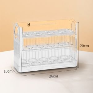 30 Grids Egg Tray Three Layer Egg Storage Box Refrigerator Organizer Rack Automatic Flip Transparent