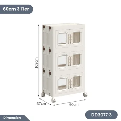 Easyhome.sg Dual Door Foldable Storage Cabinet with Wheels | Stackable Organizer Box | 1 Year Warranty
