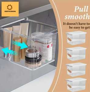 KW  Drawer-type big mouth cute storage  transparent cartoon bathroom swab pad bathroom cabinet pull-out rack