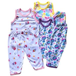 Kids terno sando pajama for girls  (6 mos. - 8 years old) | Available in many different cartoon characters | Disney Princess COTTON