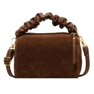 KDAKY0490 Matte Suede Shoulder Bag Adjustable Straps PU Leather Pillow Bag Simple Solid Color Womens Handbag Autumn Winter