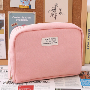 90° Large Opening Pencil Bag Portable Travel Cosmetics Stationery Storage Bag Zipper Closure Multi-grid Dustproof Large Capacity Pencil Bag