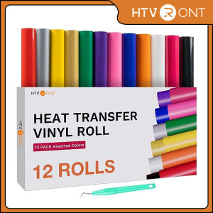 HTVRONT 12 Rolls PU HTV Heat Transfer Vinyl Set Easy to Cut & Peel Iron on Vinyl for Shirts Sportswear Fabric DIY