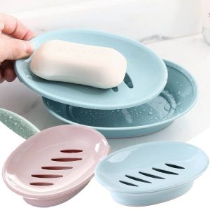 Double Layer Oval Drain Soap Box Plastic Drain Soap Box Household Bathroom Travel