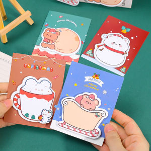 1/4Pcs Kawaii Christmas Bear Sticky Notes Memo Pad Cute Planner Stickers Bookmark Sationery Supplies New Year Gift 30 Sheets