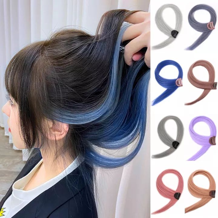 sanhe Synthetic Color Wig Piece One Piece Seamless Invisible Highlighting Colorful Hair Extension Piece Female Long Straight False Hair 55cm Lazada