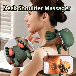 Bionic Neck Shoulder Massager Heated Back Massagers Electric Kneading Muscles Massage Pillow Neck Waist Leg Body 3-Level Modes electric pillow