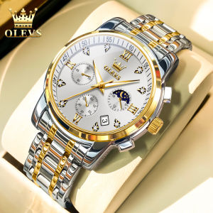 OLEVS jam tangan pria keren terbaru dewasa 2024 tahan air import kronograf multifungsi original business kasual mewah baja tahan karat bercahaya kalender