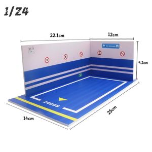 1 24 Scale Diorama Garage PVC Diecast Car Parking Lot Display Case Miniature Model Simple Assembly Collection Decoration for Boys Kids Adults