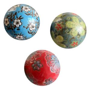 3PCS Ceramic Floating Balls Aquariums Ornament Home Decors For Coffee Table Water Garden Pottery Art Pattern Assorted
