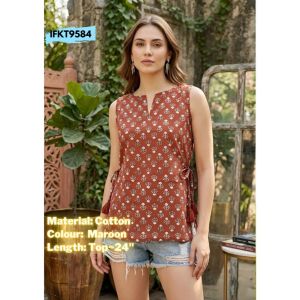 DEBAYU Nayo Sleeveless Cotton Short Top for Ladies Tunic/Blouse Size XS to XL Malaysia
