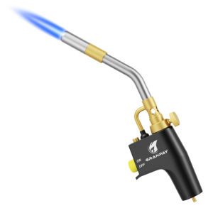 MAPP Gas Torch Potuem Propane Gas Torch Welding Propane Torch with 1.5m Hose Self Ignition Trigger Blow Torch Plumbing with Adjustable Flame Control knob for Heating Welding Soldering