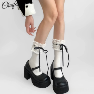 ChoiFoo ถุงเท้าลูกไม้ใหม่ถุงเท้าติดริบบิ้นบัลเล่ต์หวานเกาหลีถุงเท้าถุงเท้าโลลิต้าถุงเท้าระบายอากาศได้ Stoking Renda ผู้หญิงมาใหม่ใส่คู่กับรองเท้าหนังขนาดเล็กฤดูร้อน