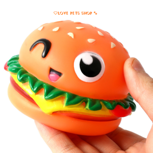 Đồ chơi bánh hamburger bằng nhựa vynil có kèn kêu cho Chó Mèo (mẫu mới) - Love Pets Shop