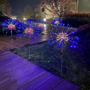 Solar LED Firework Light Copper Wire Christmas Fairy Lights Lawn Pathway Light Garden Decoration
