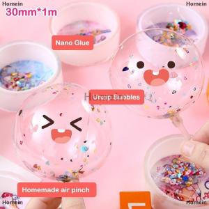 [COD] Homein Multipurpose Nano Tape With Straws Beads For DIY Craft Children Pinch Toy Making Blowing Bubble Sticky Traceless Nano Tape
