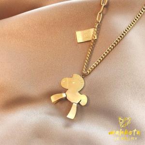 mahkota-K02 Kalung Wanita Titanium Unik Lucu Kuda Ponny Cantik Lapis Emas 18K K02