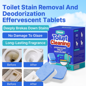 Powerful Effervescent Tablet Toilet Cleaner Removes Stains Scale Odors Concentrated Formula Sanitizer