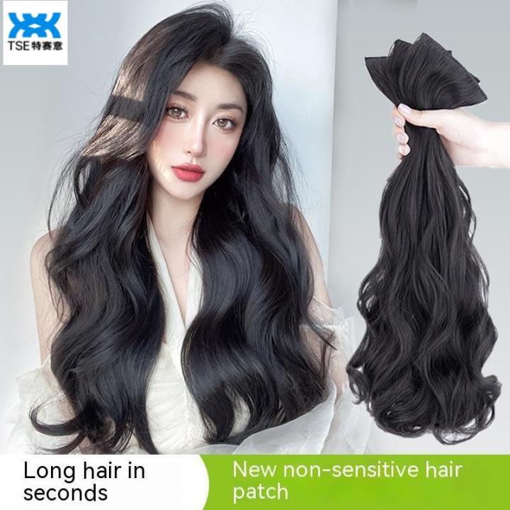 Tse Three Piece Extended Hair Wig With Increased Hair Volume Fluffy And Wavy Curly Hair Female Long Straight Hair Invisible And Traceless Imitation Lazada