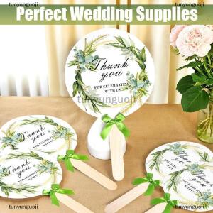 [COD] tunyunguoji 10 pcs đám cưới tay người hâm mộ cho khách số lượng lớn trang trí cầm tay ủng hộ đám cưới người hâm mộ với xử lý Cảm ơn bạn cho kỷ niệm với chúng tôi
