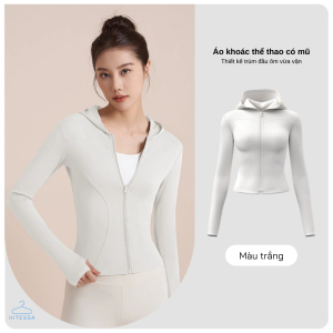 Áo Khoác Thể Thao Nữ Mùa Thu Đông mới 2024 với Mũ Trùm đầu - Phong cách Chống Gió Thấm Hút Mồ Hôi