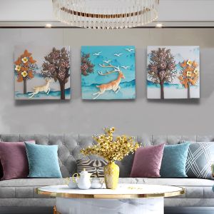 ️【3in1 】Lukisan Relief Hiasan/3PCS Modern luxury decorative 3D handicraft lucky painting/1003