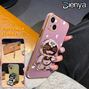 DIENYA Casing Ponsel untuk untuk iPhone 14 Pro Max 14 Plus 13 Pro Max 13 Mini 12 Pro Max 12 Mini 11 Pro Max Case pelindung wadah Hp Telepon anti Phone Stands guncangan Cases lembut Gel silika Kesing lucu Casing kartun Doraemon Softcase