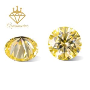 (Size 4.0 ly) Kim cương nhân tạo Moissanite giác cắt tròn màu vàng vivid