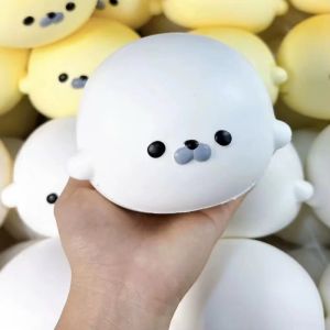 Cute Squishy Seal Steamed Dumpling Toy Slow Rising Stress Ball Stretchy Decompression Fidget Toy Desk Travel Gift
