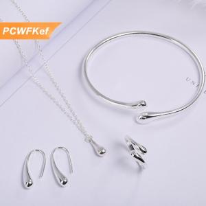 【PCWFKef】 4Pcs Thời Trang Teardrop Trang Sức Set Cho Phụ Nữ Đơn Giản Nhẫn Vòng Cổ Vòng Tay Bông Tai Set Cho Tiệc Cưới Trang Sức