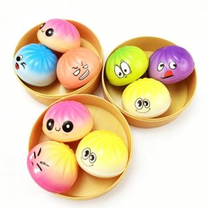 J2UQR3 with Steamer Dumpling Squishy Toys Colorful Simulation Squishy Dumpling Boys Girls Cute Soft Sensory Fidget Ball Kids Adults