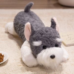 JOJO CASTLE Soft Schnauzer Stuffed Doll 45/65/90cm Fluffy Hair Soft West Highland Dog Plush Lifelike Puppy Plush Toy Pet Soft Plush Throw Pillow High-Quality Home Decor Birthday Gift