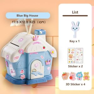 EQUITY Mushroom House Money Box Plastic Portable Piggy Bank Fashion Key Lock Coin Saving Box Kids Adults