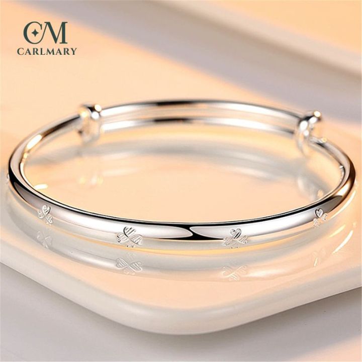 Elegant Clover Carved Silver Bangle Expandable Lucky Bracelet Ladies  Jewelry for Women Girls Lazada PH