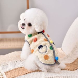 LABAICAI Warm Dog Hoodie Fleece Soft Pet Vest Cute Dots Pattern Dog Coats Winter Season