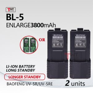 Baofeng UV-5R 3800mAh 2PC Li-ion Extended Battery Type-C ChargingWalkie Talkie Enlarge Battery for UV-5R PLUS Two-Way Radio COD