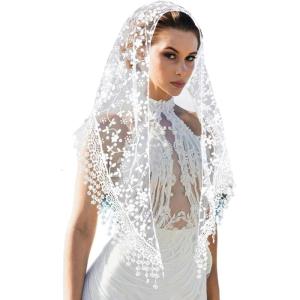 Lace Flower Mantilla Latin Veils for Formal Occasion Elegant Mass Headwear Triangular Head Scarf Wedding Veils for Church