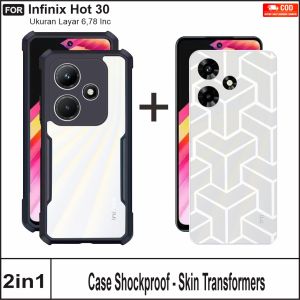 Paket 2in1 Casing Infinix Hot 30 Case Armor Shockproof Free Skin carbon