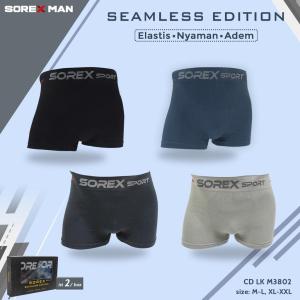 [ 1 Box isi 2 ] Celana Dalam Boxer Pria Super Soft / Seamless Edition Elastis Nyaman Adem SOREX CD LK M3802 / CD Dalaman Laki Laki Boxers