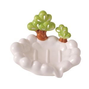YTRYTWE Creative Soap Dish Holder Portable Self Draining Soap Draining Container Waterproof Non-slip Ceramic Soap Plate Household