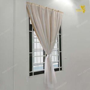 Rèm cửa dán tường 2 lớp voan trắng trang trí cửa sổ phòng khách dễ lắp đặt