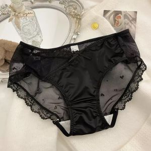 French Satin ~  Lace Cotton Panties Ladies Low Rise FOR 40KG-60KG