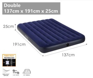 INTEX AIRBED Dura-Beam Series with Fiber-Tech in 4 sizes 10 Inches (25cm) Thick. Add on 3 Pin Plug Electric pump. Inflatable Mattress. Local Delivery