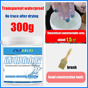 💥500G with brush💥Super Transparent Waterproof Sealant Glue Super waterproof glue sealant 500g Without Leakage For toilets walls windowsills roofs concrete swimming pools fish tanks Concrete Watertight Waterproof Paint for leakage repair
