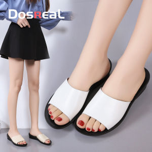DOSREAL Slipper For Women High Quality Summer Beach Shoes Cheap One Strap Leather Ladies Slides Classic Non-Slip Women Sandals