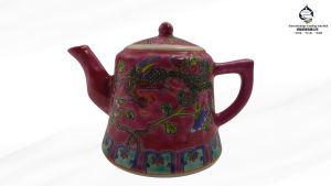 景德镇小娘惹复古手绘凤凰牡丹纹陶瓷茶壶JingDeZhen Little Nyonya Vintage Hand-Painted Phoenix and Peony Pattern Ceramic Teapot