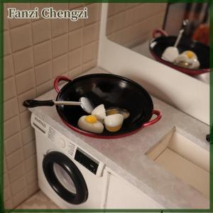 Fanzi 1:12 Dollhouse Simulation Egg Spatula Frying Pan Set Dollhouse Miniature Kitchen Cookware Accessories Dolls House Food Toys