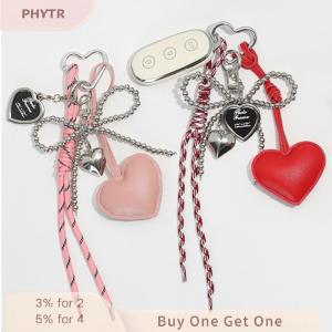PHYTR HOT PU Love Woven Rope Keychain Bow-knot Charm Pendant Keyring Jewelry For Girl Women Gift Bag Decoration