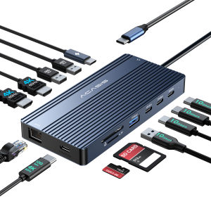 Acasis 14-in-1 USB-C Docking Station | 100W PD Charging 10Gbps & Triple 4K@60Hz MST for Windows/Mac | Laptop Desk Hub with 85W Pass-Through & 8K Extended Display